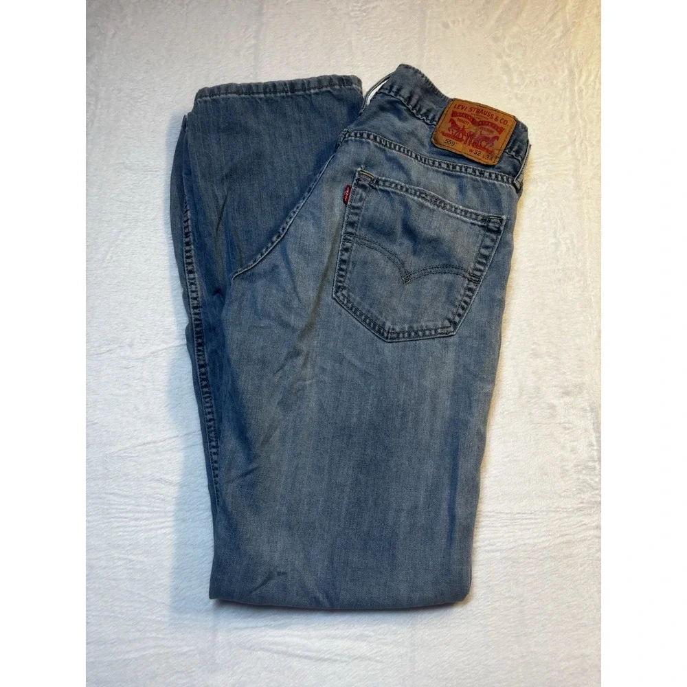 Levis 559 Jeans Mens 32x33 ‎ Relaxed Fit Straight Denim Distressed Medium Wash
